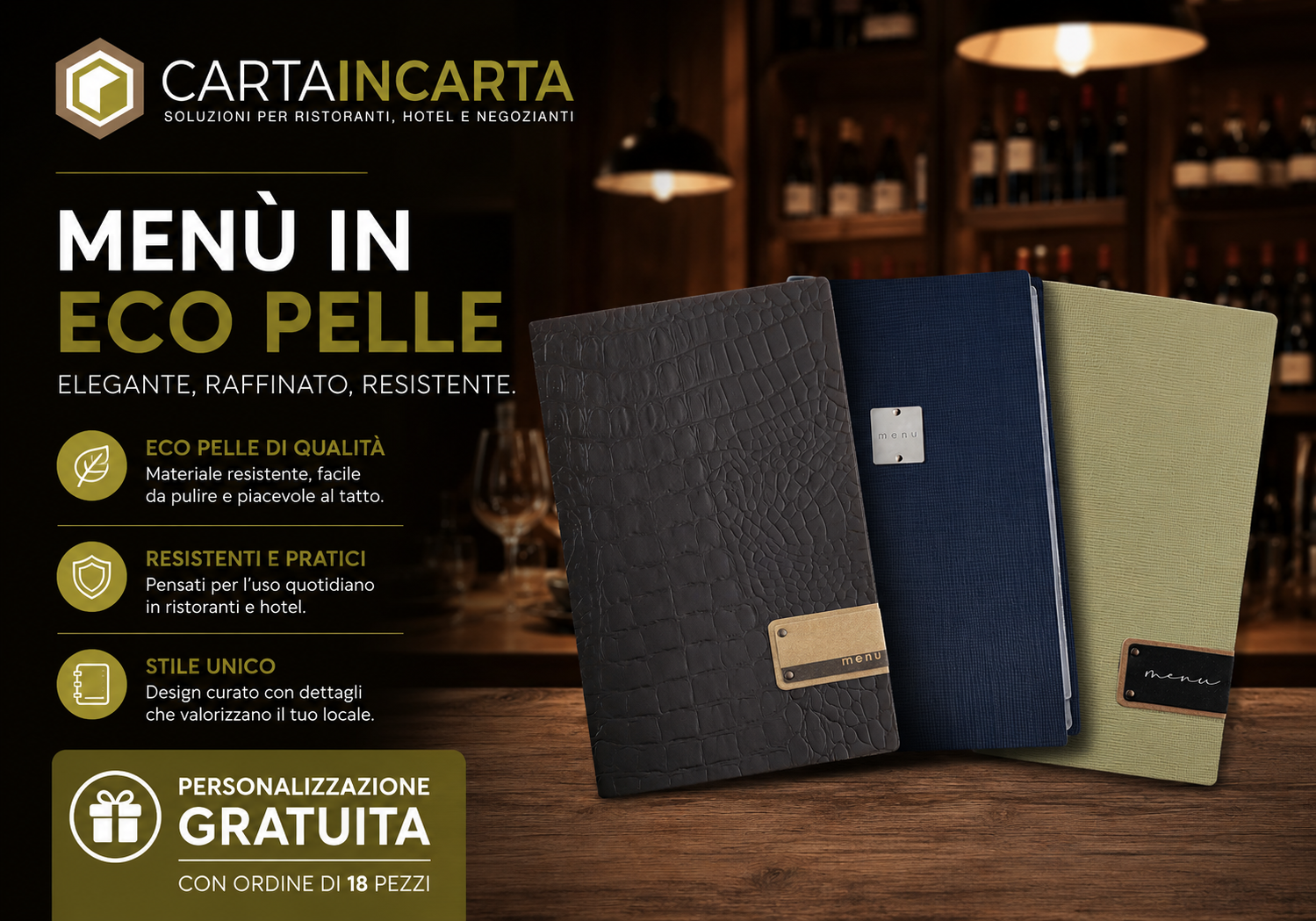 promo menu in pelle